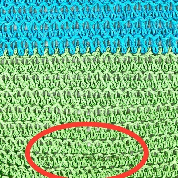 Raffia Blue Green Zip Top Tote Bag - Picture 7 of 7